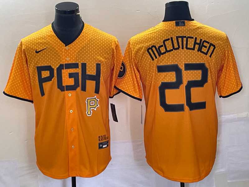 Men's Pittsburgh Pirates #22 Andrew McCutchen Gold 2023 City Connect Stitched Jersey,We sell and wholesale Men's Pittsburgh Pirates #22 Andrew McCutchen Gold 2023 City Connect Stitched Jersey on line form chian!
